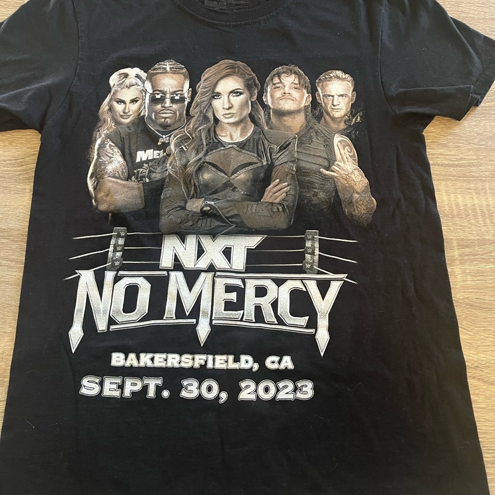 WWE Black Graphic Logo T‑Shirt with White Print